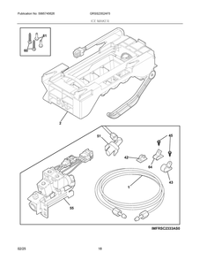 Ice Maker Diagram and Parts List for GRSS2352AF5  Frigidaire Refrigerator