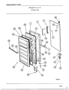 Freezer 19 Cubic Feet Diagram and Parts List for 49161-0B  Frigidaire Freezer
