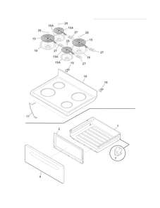Top/drawer Diagram and Parts List for FFEF3015LBE  Frigidaire Range