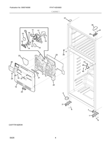 Cabinet Diagram and Parts List for FFHT1425VB00  Frigidaire Refrigerator