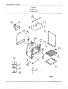 Range Basic Body Diagram and Parts List for 2819A  Frigidaire Range
