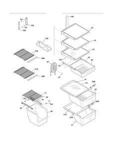 Shelves Diagram and Parts List for FRS6HR45KS5  Frigidaire Refrigerator