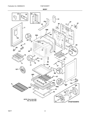 03 - BODY Diagram and Parts List for FGEF3035RFF  Frigidaire Range