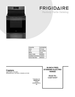 01 - COVER SHEET Diagram and Parts List for CGEF3059TDA  Frigidaire Range