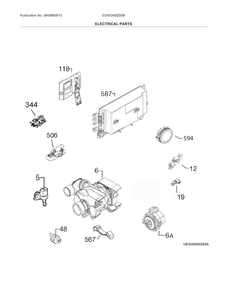 Electrical Parts Diagram and Parts List for EI24ID50QS0B  Electrolux Dishwasher