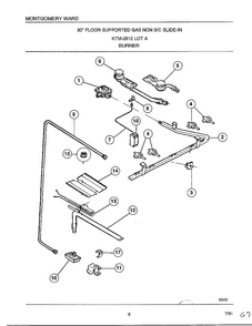 Burner Diagram and Parts List for 2812A  Frigidaire Range