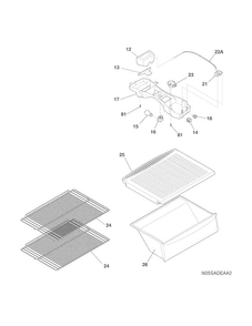 Shelves Diagram and Parts List for FFTR15D0PW0  Frigidaire Refrigerator