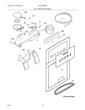 15 - ICE & WATER DISPENSER Diagram and Parts List for FFHS2322MWD  Frigidaire Refrigerator