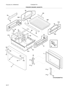 Freezer Drawer, Baskets Diagram and Parts List for FGHB2867TF0  Frigidaire Refrigerator