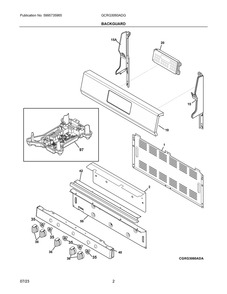 Backguard Diagram and Parts List for GCRG3060ADG  Frigidaire Range