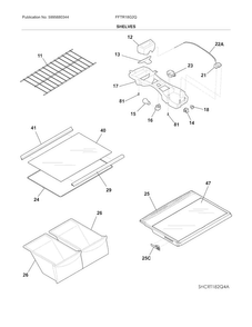 Shelves Diagram and Parts List for FFTR18G2QW5A  Frigidaire Refrigerator