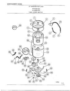 Tubs, Hoses, Motor Diagram and Parts List for 6389-80A  Frigidaire Washer