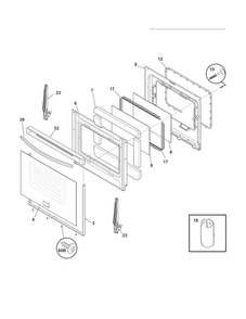 Door Diagram and Parts List for FGGF3054MBC  Frigidaire Range