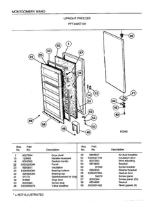 Upright Freezer Diagram and Parts List for 44057A  Frigidaire Freezer