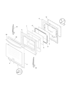 Door Diagram and Parts List for FGGF3032MBC  Frigidaire Range