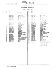 Tub, Hoses, Motor Page 2 Diagram and Parts List for 6289-87A  Frigidaire Washer