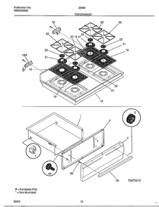 Top/drawer Diagram and Parts List for 285947A  Frigidaire Range