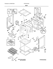 Body Diagram and Parts List for FFEF3016VSD  Frigidaire Range