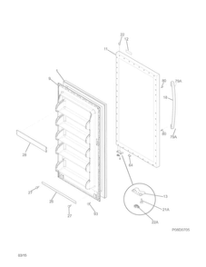 Door Diagram and Parts List for FFFU14F2QWB  Frigidaire Freezer