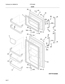Door Diagram and Parts List for FFTR1828SE4A  Frigidaire Refrigerator