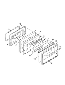 Door Diagram and Parts List for FGF376CERR  Frigidaire Range