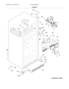 Cabinet Diagram and Parts List for FTMD18P4RW4A  Frigidaire Refrigerator