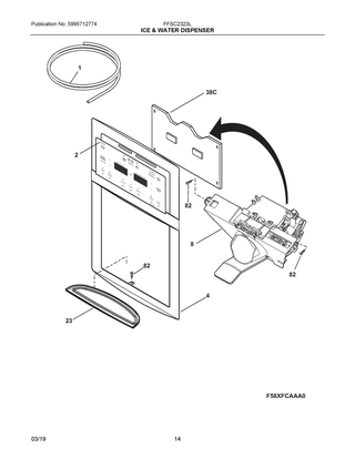 Ice & Water Dispenser Diagram and Parts List for FFSC2323LECA  Frigidaire Refrigerator