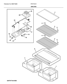 Shelves Diagram and Parts List for FFHT1814VB0  Frigidaire Refrigerator