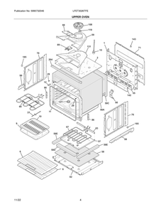 Upper Oven Diagram and Parts List for LFET3026TFE  Frigidaire Wall Oven