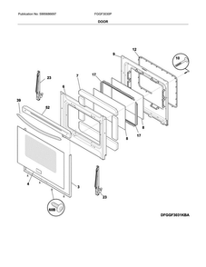 Door Diagram and Parts List for FGGF3030PWE  Frigidaire Range