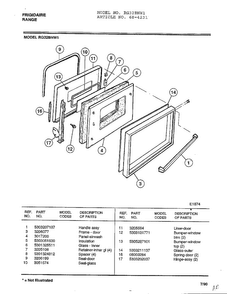 Frigidaire Range Page 3 Diagram and Parts List for 4231  Frigidaire Range