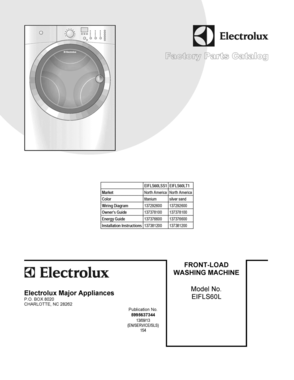 01 - COVER SHEET Diagram and Parts List for EIFLS60LSS1  Frigidaire Washer