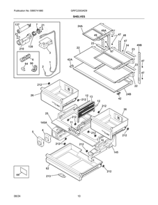 Shelves Diagram and Parts List for GRFC2353AD9  Frigidaire Freezer