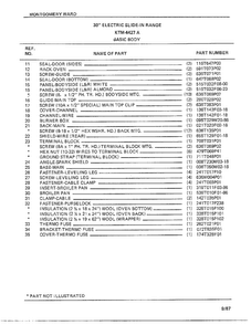 Basic Body Page 2 Diagram and Parts List for 4427A  Frigidaire Range