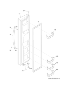 Freezer Door Diagram and Parts List for FGHC2331PF4  Frigidaire Refrigerator