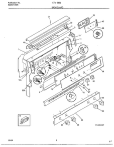 Backguard Diagram and Parts List for 2893-80B  Frigidaire Range