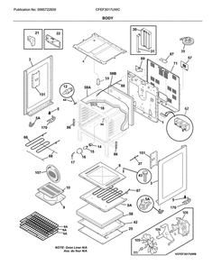 Body Diagram and Parts List for CFEF3017UWC  Frigidaire Range