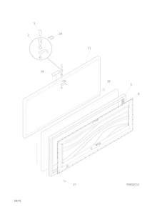 Door Diagram and Parts List for KCCF070QWA  Kelvinator Freezer