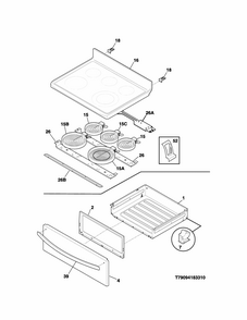 Top/drawer Diagram and Parts List for 79097013511  Kenmore Range