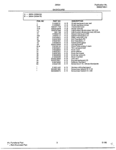 Backguard Page 2 Diagram and Parts List for 285647B  Frigidaire Range