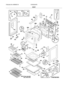 Body Diagram and Parts List for FGIF3061NFE  Frigidaire Range