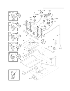 Burner Diagram and Parts List for DGGF3054KFP  Frigidaire Range