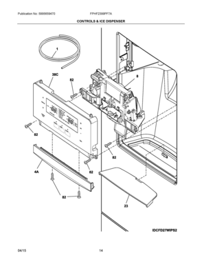 07 - CONTROLS & ICE DISPENSER Diagram and Parts List for FPHF2399PF7A  Frigidaire Refrigerator