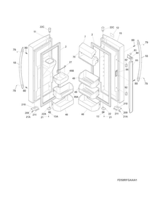 Fresh Food Doors Diagram and Parts List for FGHB2844LED  Frigidaire Refrigerator