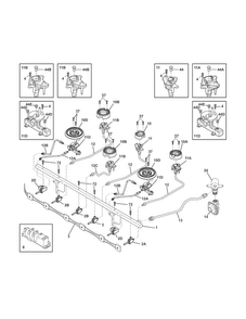Burner Diagram and Parts List for E36GC75PSS0  Electrolux Cooktop