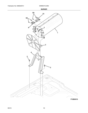 11 - BURNER Diagram and Parts List for EWMED7CJIW2  Frigidaire Dryer