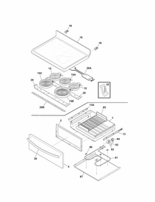 Top/drawer Diagram and Parts List for 79092903016  Kenmore Range