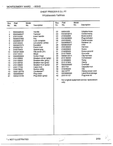 Chest Freezer 5 Cubic Feet Page 2 Diagram and Parts List for 80543  Frigidaire Freezer