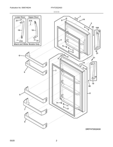 Door Diagram and Parts List for FFHT2022AS3  Frigidaire Refrigerator