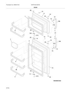 Doors Diagram and Parts List for WWTR1821QW4A  Westinghouse Refrigerator